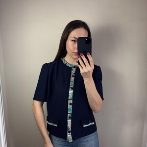 Vintage handmade navy blue blouse