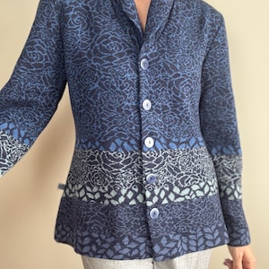 Hofius 100% merino wool cardigan, casual women’s sweater in blue, size M