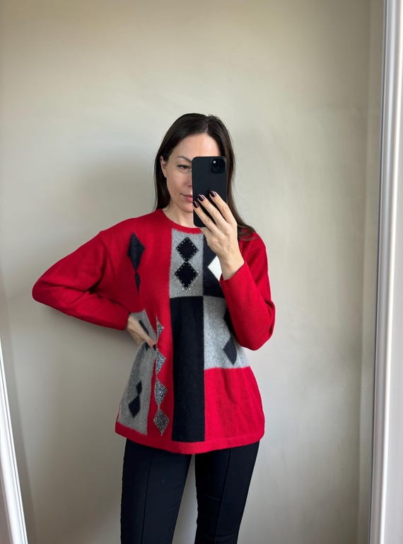 Pull vintage en laine et angora, pull décontracté fabriqué en