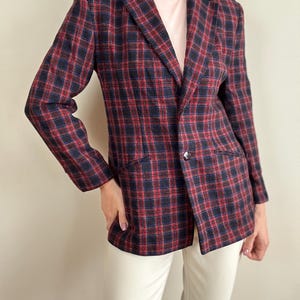 Vintage 100% wool blazer, classy 80s 90s check jacket, size S