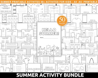 Summer Activity Book: 50 Kids Printable Games & Activities (A4/A5 PDF Download)