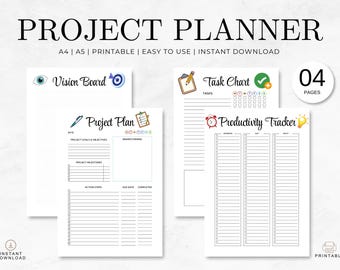 Printable Project Planner | A4 & A5 | Easy to Use | Instant Download