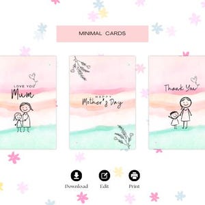 Plantilla de tarjeta del Día de la Madre: Imprimible, editable y descarga instantánea.
