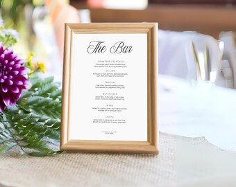Wedding Bar Signature Drinks Menu | 8x10 Inches | Canva Editable | Instant Download
