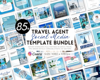 Reiseagent Social Media Templates: Canva Instagram Posts (Digitaler Download 1080x1080px)