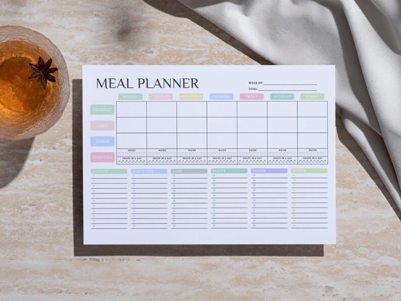 weekly meal planner
printable
meal planner
food diary
food journal
meal tracker
grocery list
kitchen inventory
meal prep
meal plan
shopping list
daily meal planner
meal planner pdf