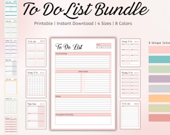 Printable To Do List Bundle, Daily & Weekly Checklist (Digital Download)