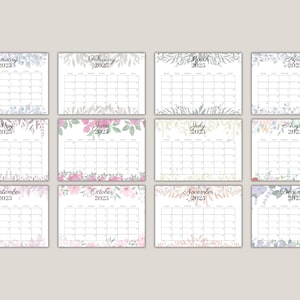Afdrukbare bloemenkalender 2025, bewerkbare bloemenkalender, bewerkbare kalender 2025, maandkalender, jaarkalender 2025, direct downloaden