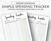 Printable Spending Tracker: Budget Chart, A4/A5 PDF, Editable Canva Link (Digital Download)