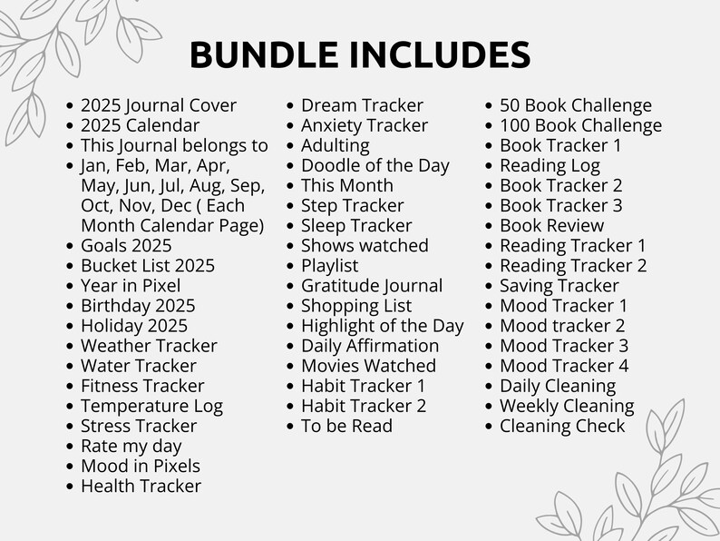 2025 Journal Mega Bundle: Printable Planner With Trackers (PDF) - Etsy