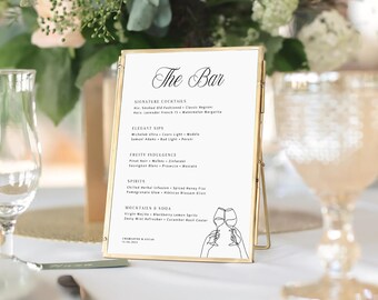 Wedding Bar Signature Drinks Menu | 8x10 Inches | Canva Editable | Instant Download