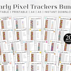 2025 Yearly Tracker Bundle Yearly Tracker Bundle Editable and Printable Yearly Tracker Bullet Journal Bundle Year In Pixels Template