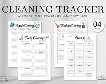 Cleaning Planner Checklist Bundle: Daily & Weekly Chores (Printable PDF)