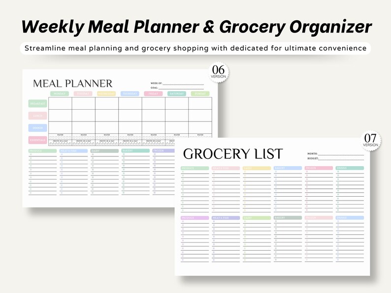 weekly meal planner
printable
meal planner
food diary
food journal
meal tracker
grocery list
kitchen inventory
meal prep
meal plan
shopping list
daily meal planner
meal planner pdf