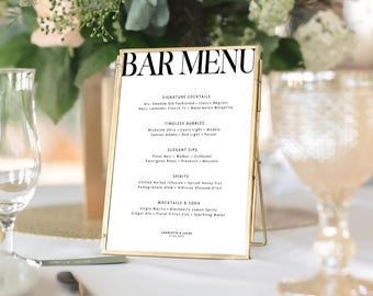 Wedding Bar Signature Drinks Menu | 8x10 Inches | Canva Editable | Instant Download