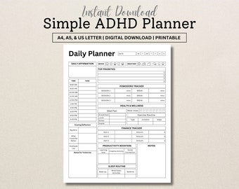 Editable ADHD Planner Set: Hourly, Organized, Printable (Digital Download)