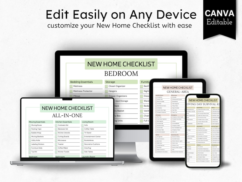 New Home Checklist Template, First Home Checklist, New Home Essentials ...