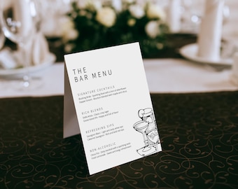 Wedding Bar Signature Drinks Menu | 8x10 Inches | Canva Editable | Instant Download