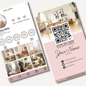 Instagram Visitenkarte Vorlage, QR-Code Visitenkarte Design, druckbare Visitenkarte, DIY Visitenkarte, minimalistische Visitenkarte