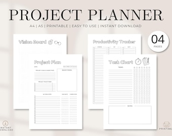 Project Planner Printable: Task List, Work Schedule (A4/A5 Digital Download)