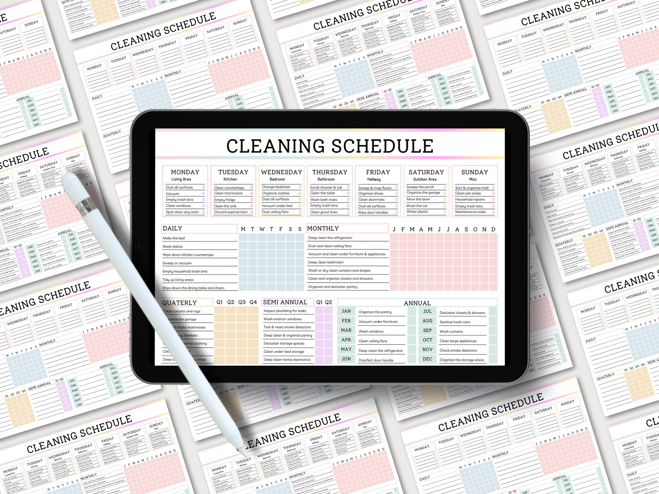 Cleaning Schedule Checklist Bundle: Editable Household Chores Chart ...