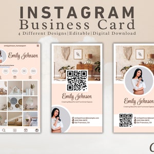 Instagram Visitenkarte Vorlage, QR-Code Visitenkarte Design, druckbare Visitenkarte, DIY Visitenkarte, minimalistische Visitenkarte