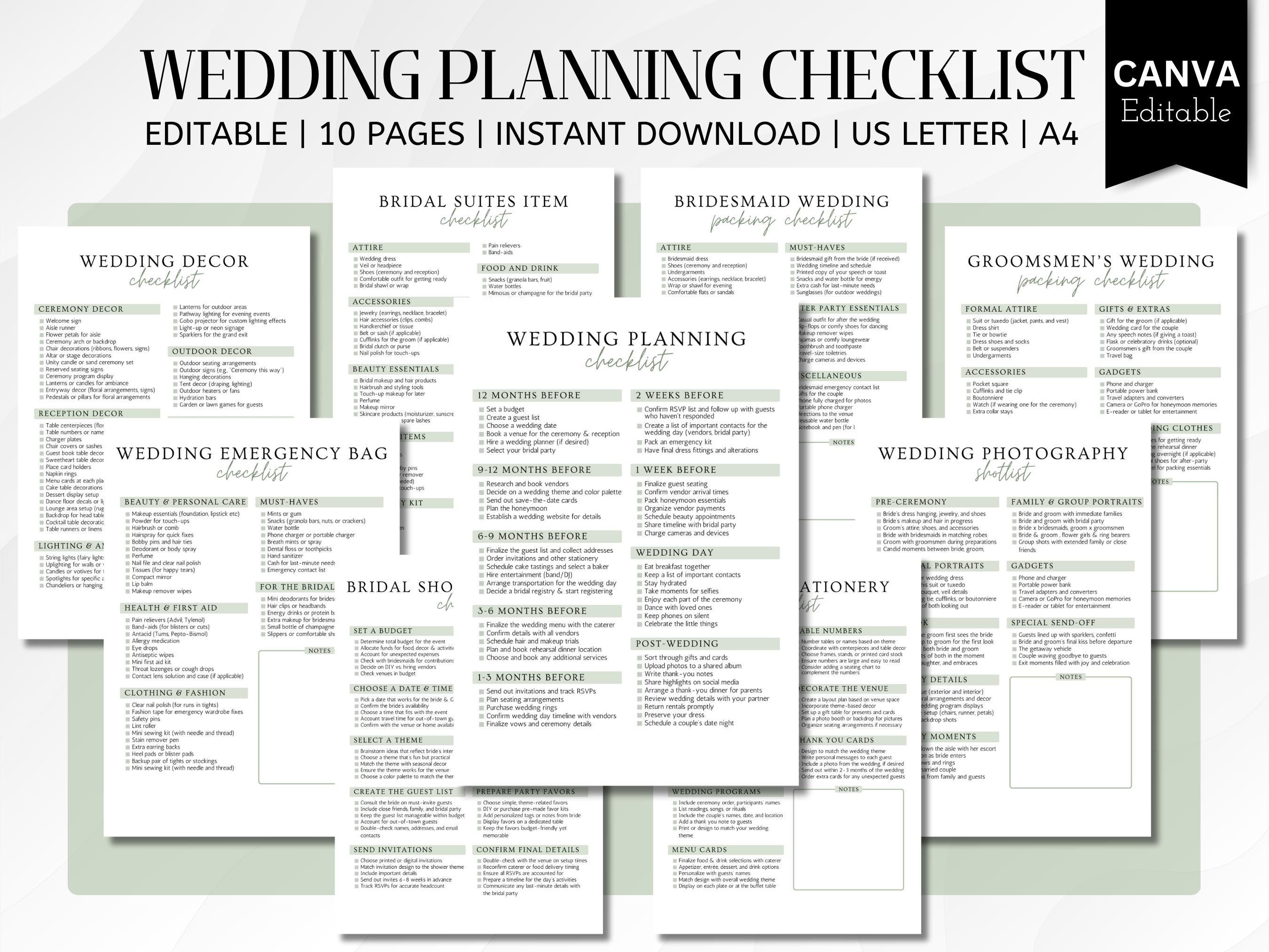 Ultimate Wedding Checklist Template: Bridal Planner (PDF)