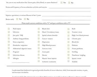 Printable Client Intake Form & Consent PDF – Massage, Reiki, Yoga Therapist Forms