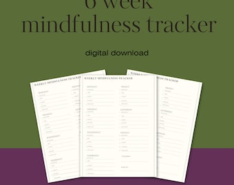 6-Week Mindfulness Tracker PDF – Printable Daily Habit & Reflection Tracker for Mindful Living