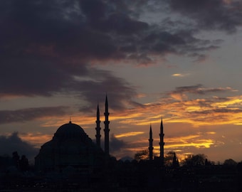 Süleymaniye Mosque sunset  silhouette, İstanbul