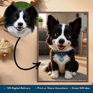 Custom Pet Portrait | Animated Cartoon Style Pet Art | Personalized Pet Illustration Gift for Dog & Cat Lovers