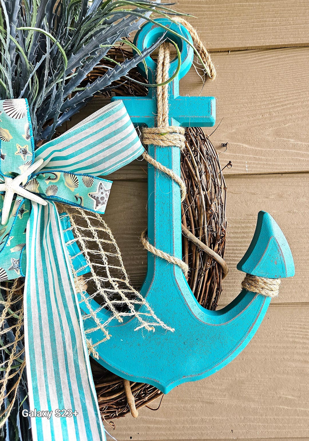Nautical Anchor Wreath, Coastal Front Door Decor, Beach House Summer ...