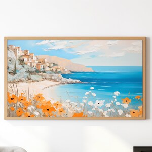 Mediterranean Village Samsung Frame TV Art | Coastline Art | Samsung Art Tv Frame | Samsung Frame Tv ART Download | Art For Samsung Frame TV