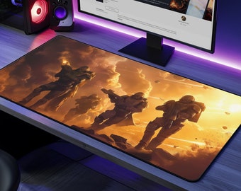 Helldivers Non-Slip Desk Mat - Patriotic Space Marine Large Gaming Mouse Pad - Malevelon Creek Design - Gift for Gamers