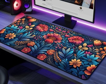 Art Nouveau Floral Desk Mat: Cottagecore Gaming Mouse Pad