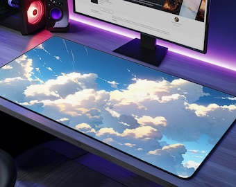 Clouds Anime Non-Slip Desk Mat: Kawaii Large Gaming Mouse Pad - Aesthetic Design, Gift for Anime Lovers and Gamers