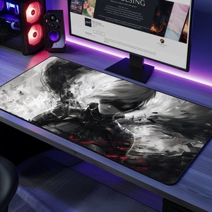 Nier Automata 2B Fan-Made Non-Slip Desk Mat - Anime Style Black and White Large Gaming Mouse Pad - Gift for Gamers