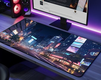 Tokyo Street Non-Slip Anime Desk Mat: Japanese Lo-Fi Aesthetic Large Gaming Mouse Pad - Gift for Anime Lovers and Gamers