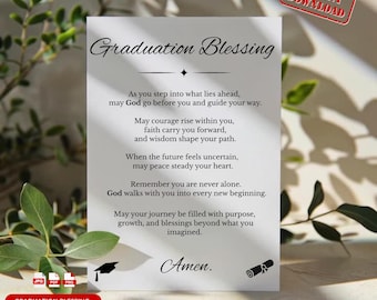 Tarjeta de bendición de graduación cristiana, oración religiosa (descarga digital)