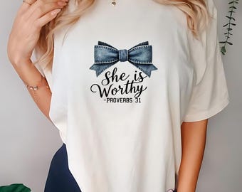 Archivo PNG de lazo digno, diseño de camiseta cristiana para mujer (descarga digital)
