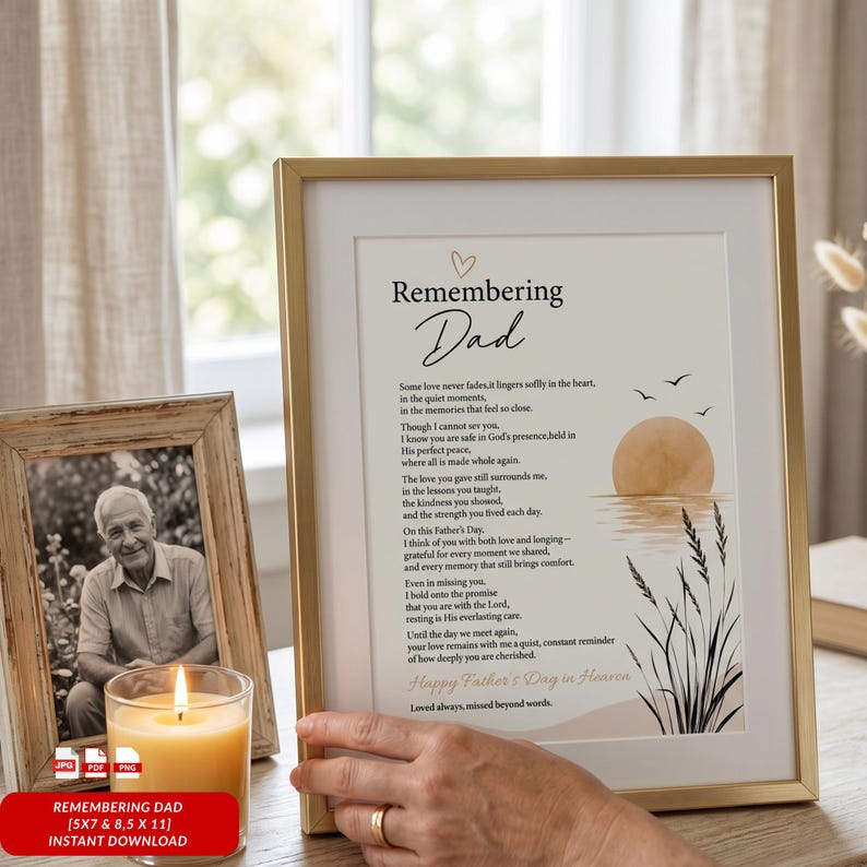 Remembering Dad Printable, Father's Day in Heaven Gift, Loss of Father ...