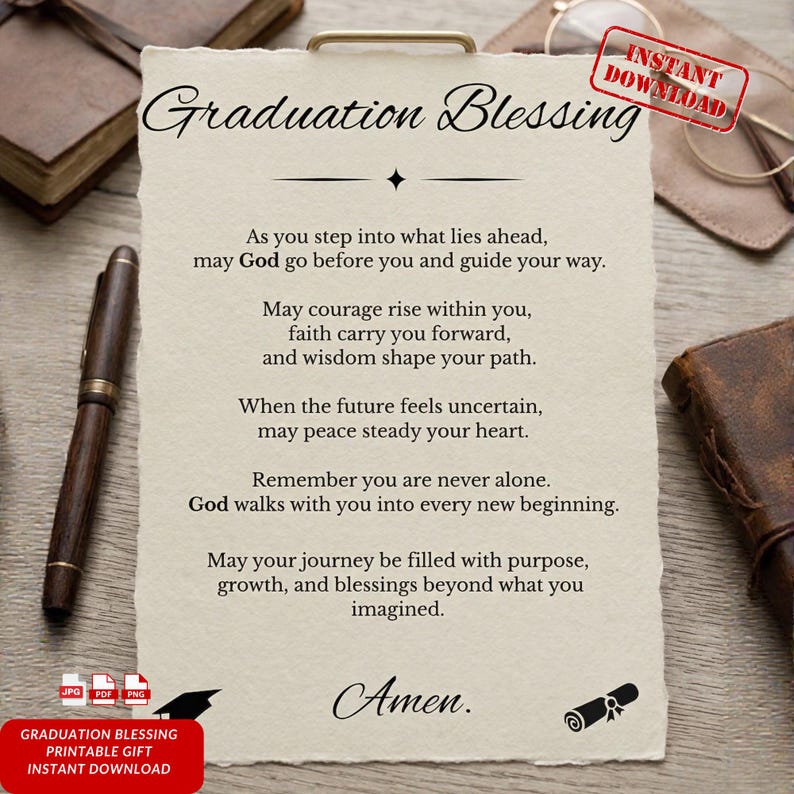 Christian Graduation Blessing Card, Religious Prayer (digital Download ...
