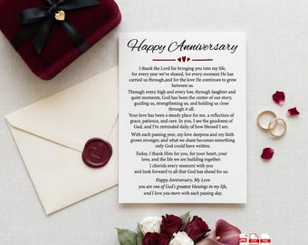 Anniversary Gift for Him or Her Printable, Christian Anniversary Card, Romantic Faith Based Love Message, Husband Wife Keepsake