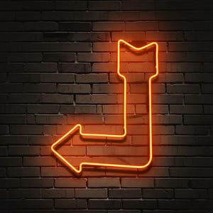 Turning Arrow Neon Style LED Sign with USB Port – Dimmable LED illuminated sign, stylish directional decoration for bars, events & shops