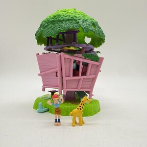 Mattel Polly Pocket Jungle Pets Tree House 2000 W 2 Figures Toys Vintage