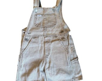 Lee Denim Shortalls Kids 4T Tan Carpenter Overalls Made in USA Vintage