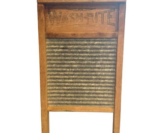 Lavandería con decoración vintage de Memphis Chicago, n.° 28, de National Washboard Co., madera y zinc