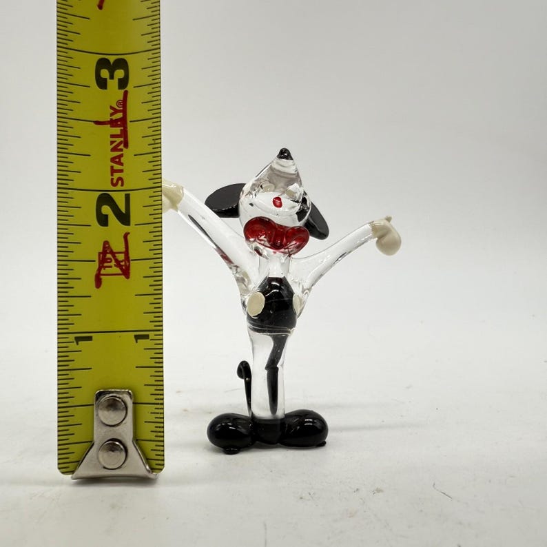 Figura antigua vintage de Mickey Mouse en vidrio soplado de Disney imagen 2