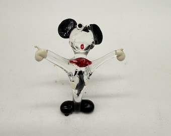 Disney Blown Glass Art Mickey Mouse Figurine Antique Vintage