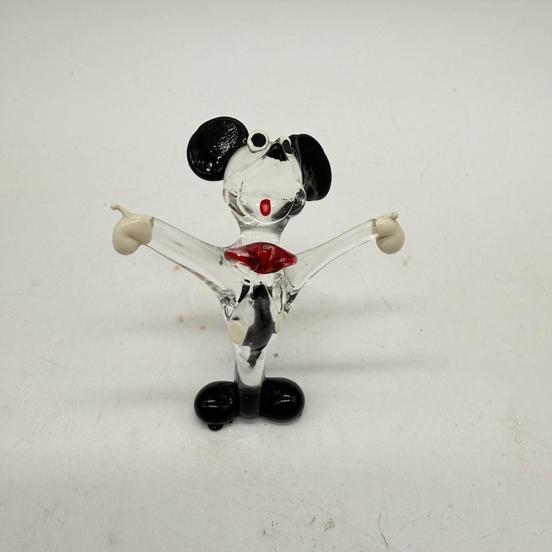 Figura antigua vintage de Mickey Mouse en vidrio soplado de Disney imagen 1